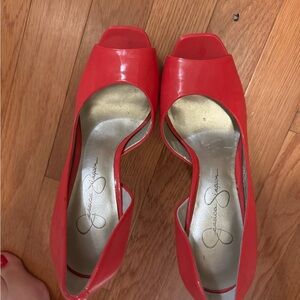 Jessica Simpson Vibrant Red Open Toe Heels